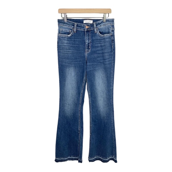 Flying Monkey High Rise Side Slit Released Hem Flare Jeans Deep Love Size 29 - Picture 3 of 13